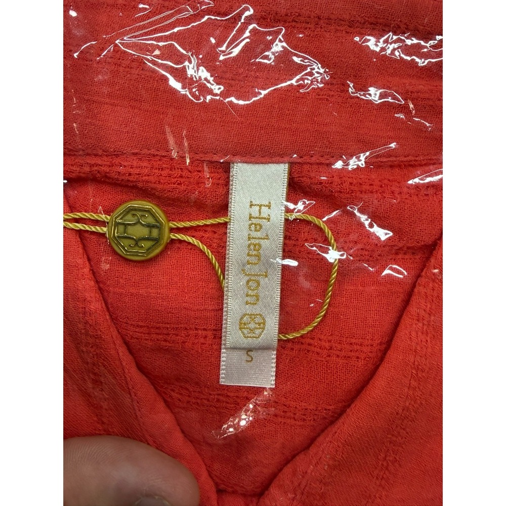 New Helen Jon Relaxed Shirt Dress Red Coral Size Small MSRP $104 - Picture 4 of 9